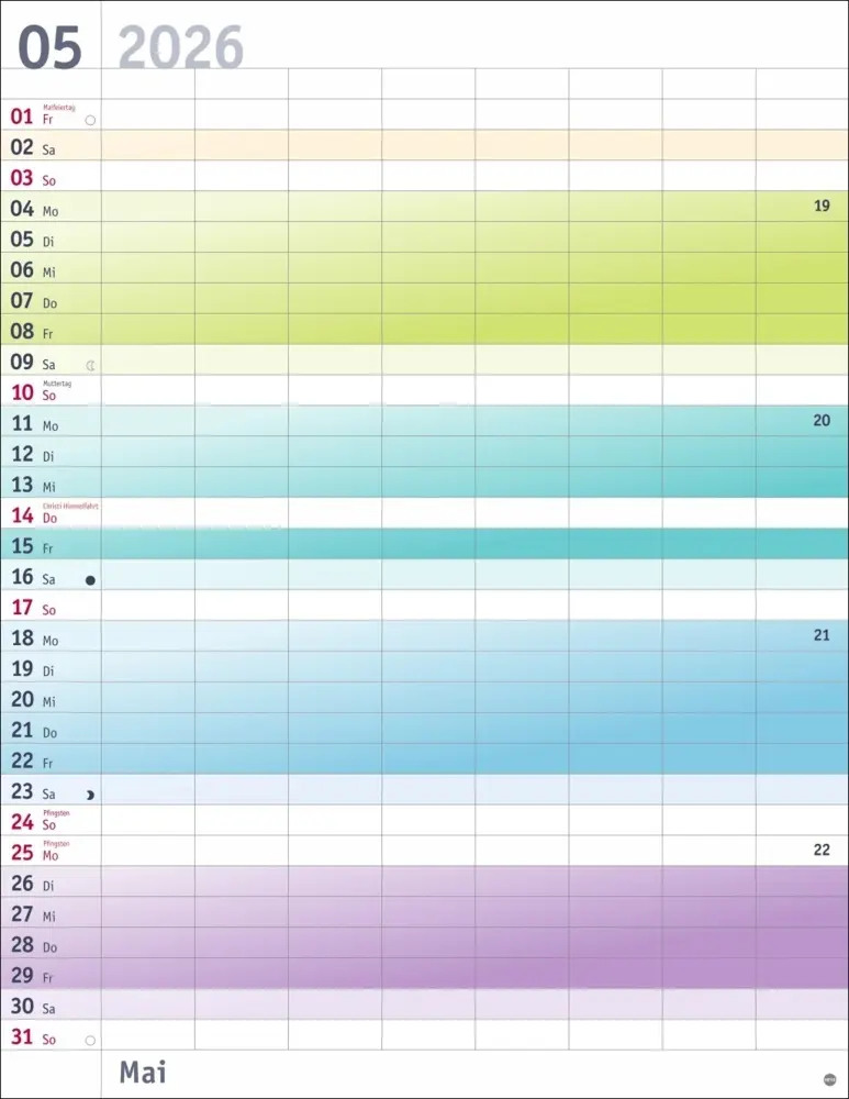 Bild: 9783756412464 | Bunte Wochen Planer XXL 2026 | Kalender | Bürokalender Heye | 14 S.