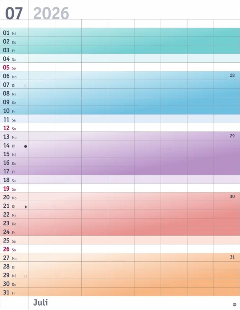 Bild: 9783756412464 | Bunte Wochen Planer XXL 2026 | Kalender | Bürokalender Heye | 14 S.