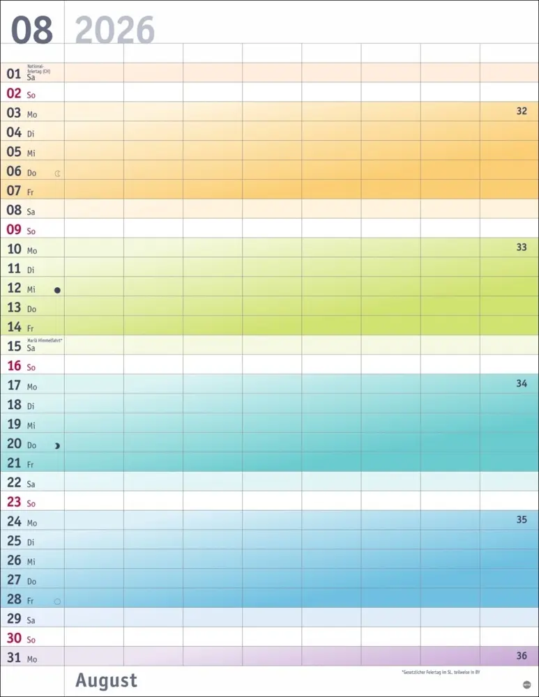 Bild: 9783756412464 | Bunte Wochen Planer XXL 2026 | Kalender | Bürokalender Heye | 14 S.