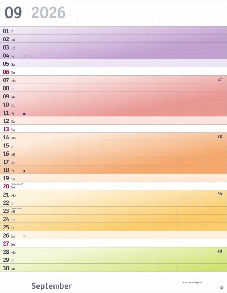 Bild: 9783756412464 | Bunte Wochen Planer XXL 2026 | Kalender | Bürokalender Heye | 14 S.