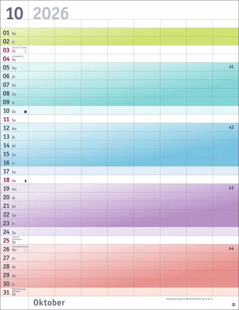 Bild: 9783756412464 | Bunte Wochen Planer XXL 2026 | Kalender | Bürokalender Heye | 14 S.