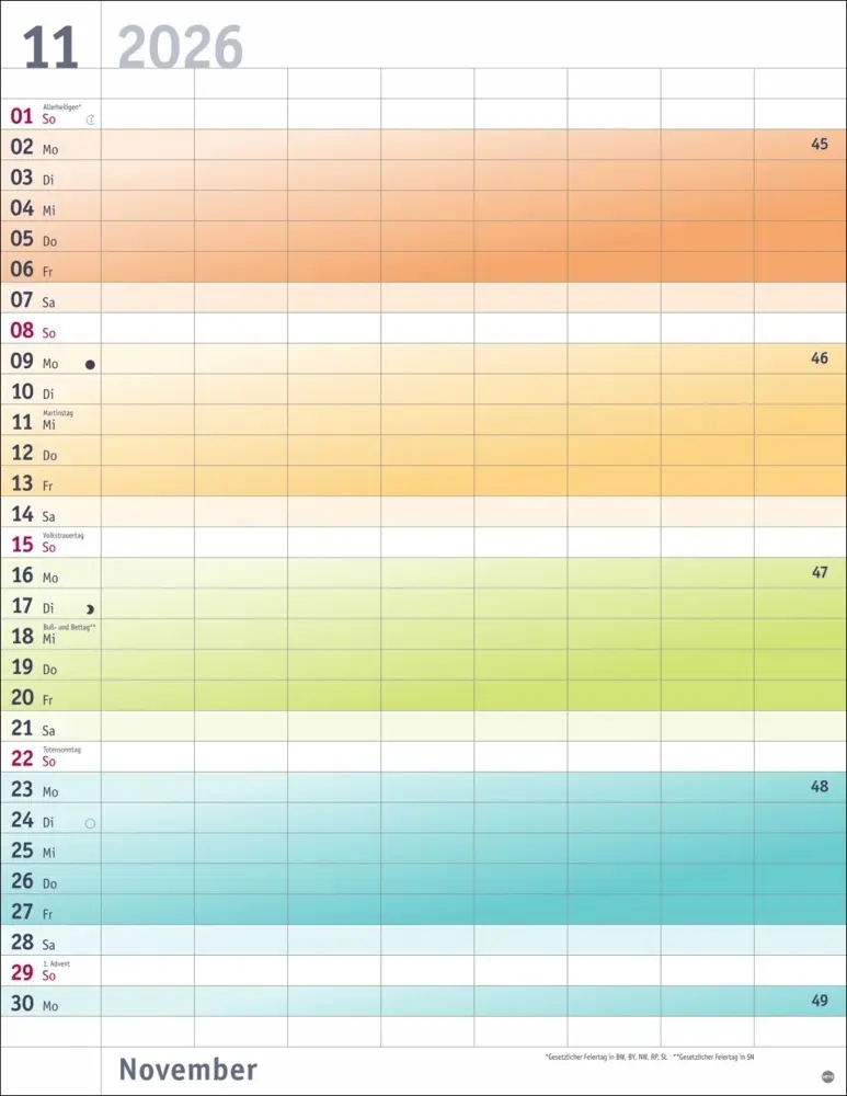 Bild: 9783756412464 | Bunte Wochen Planer XXL 2026 | Kalender | Bürokalender Heye | 14 S.