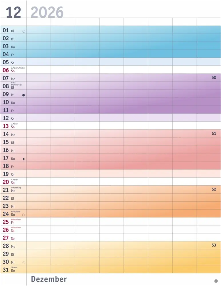 Bild: 9783756412464 | Bunte Wochen Planer XXL 2026 | Kalender | Bürokalender Heye | 14 S.
