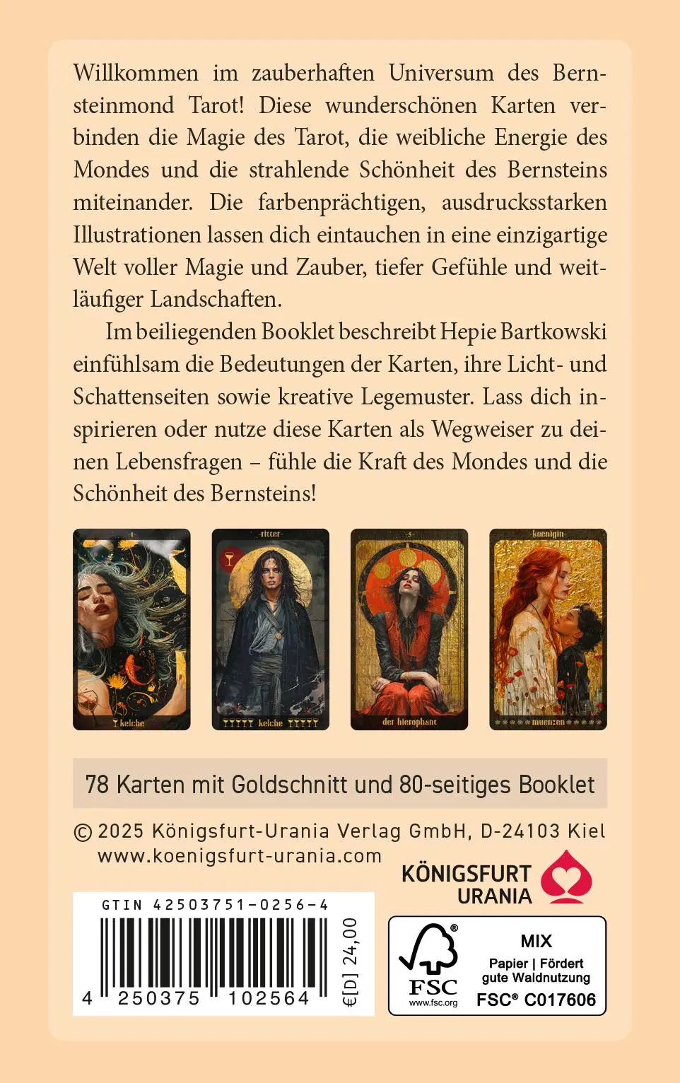 Rückseite: 4250375102564 | Bernsteinmond Tarot - 78 Tarotkarten und 80-seitiges Booklet | Buch
