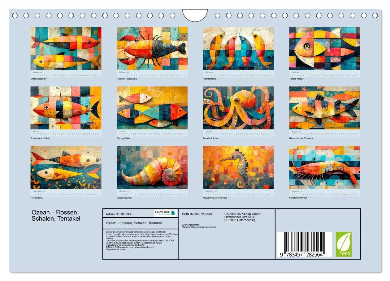 Bild: 9783457282564 | Ozean - Flossen, Schalen, Tentakel (Wandkalender 2026 DIN A4 quer),...