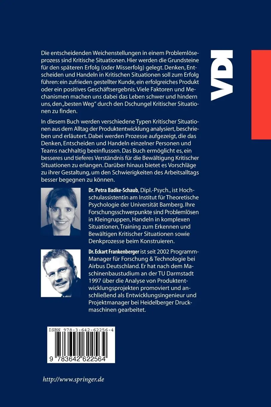 Rückseite: 9783642622564 | Management Kritischer Situationen | Petra Badke-Schaub (u. a.) | Buch