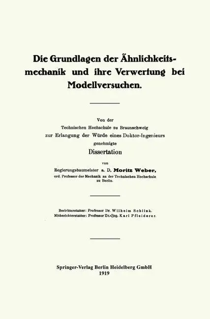 Cover: 9783662422564 | Die Grundlagen der Ähnlichkeitsmechanik und ihre Verwertung bei...