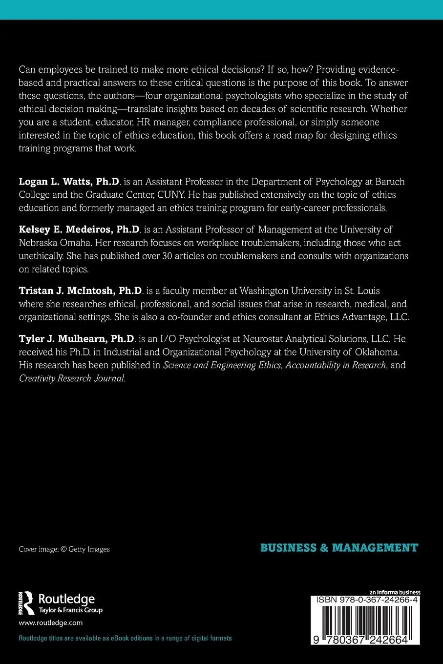 Rückseite: 9780367242664 | Ethics Training for Managers | Best Practices and Techniques | Buch