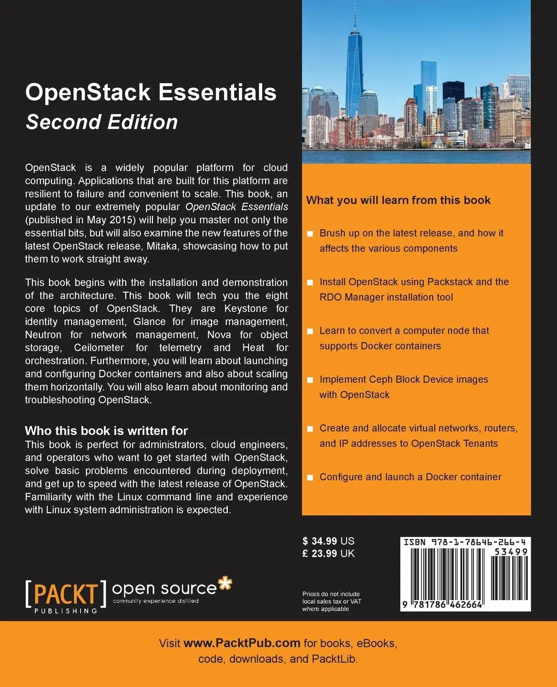 Rückseite: 9781786462664 | OpenStack Essentials, Second Edition | Dan Radez | Taschenbuch | 2016
