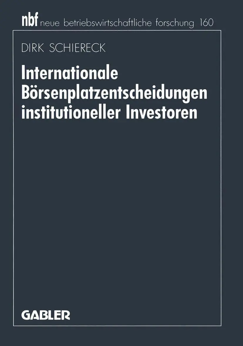 Cover: 9783409132664 | Internationale Börsenplatzentscheidungen institutioneller Investoren