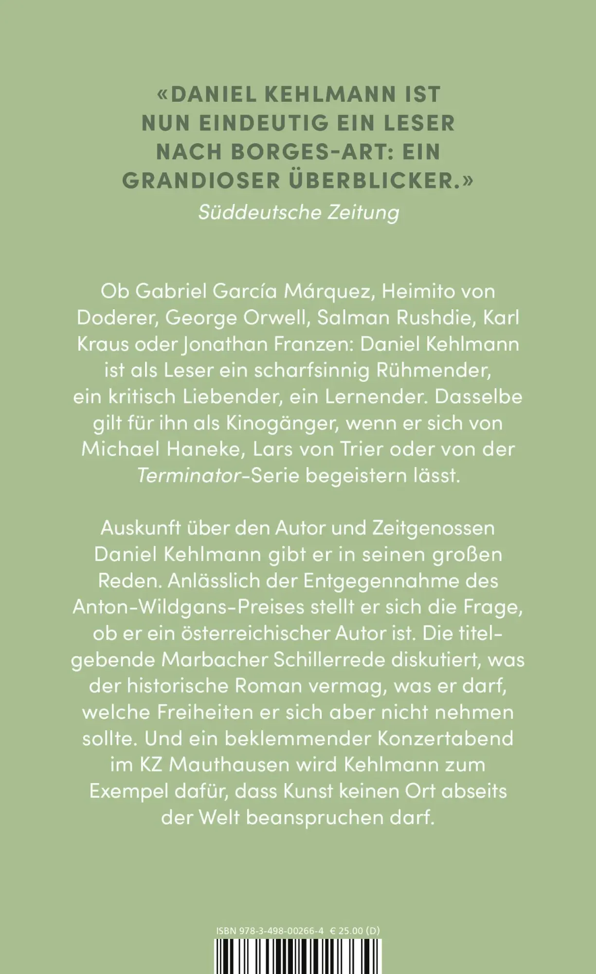 Rückseite: 9783498002664 | Sorgt, dass sie nicht zu zeitig mich erwecken | Essays und Reden