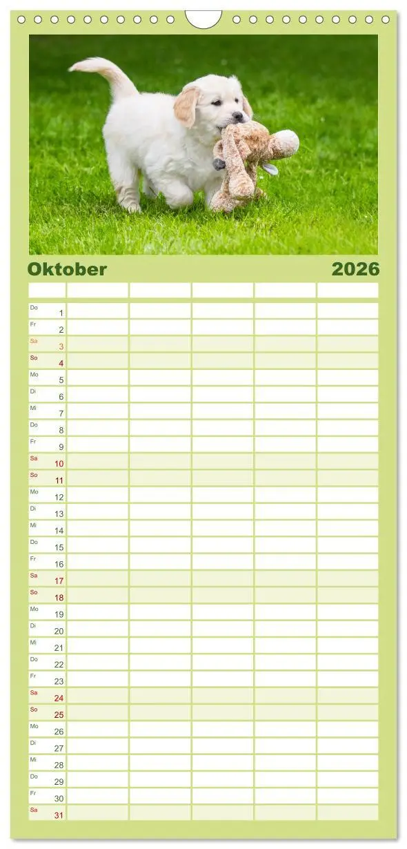 Bild: 9783516502664 | Familienplaner 2026 - Goldige Aussichten - Mit Golden Retriever...