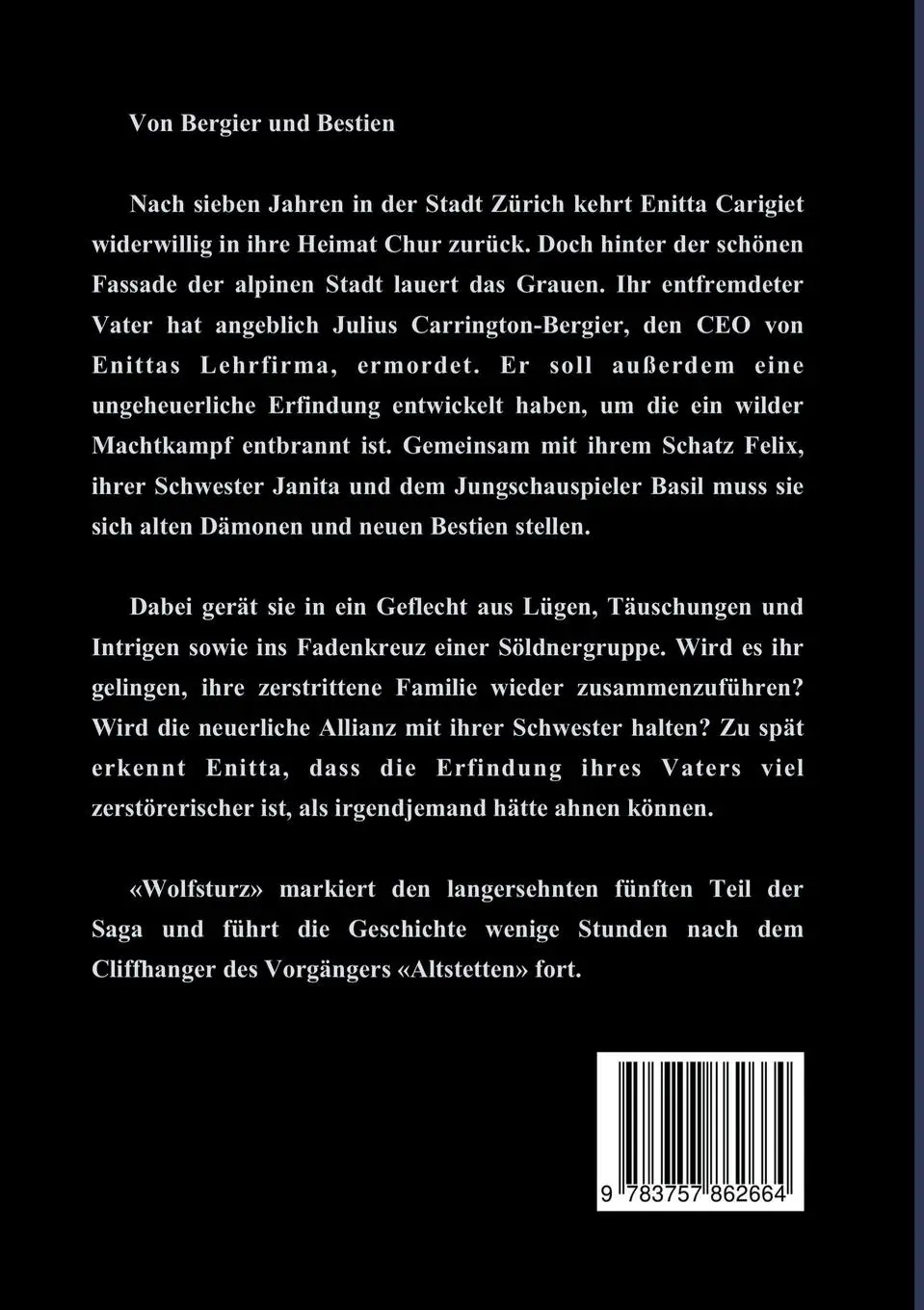 Rückseite: 9783757862664 | Wolfsturz | Enitta Carigiets fünfter Fall | Mike Mateescu | Buch