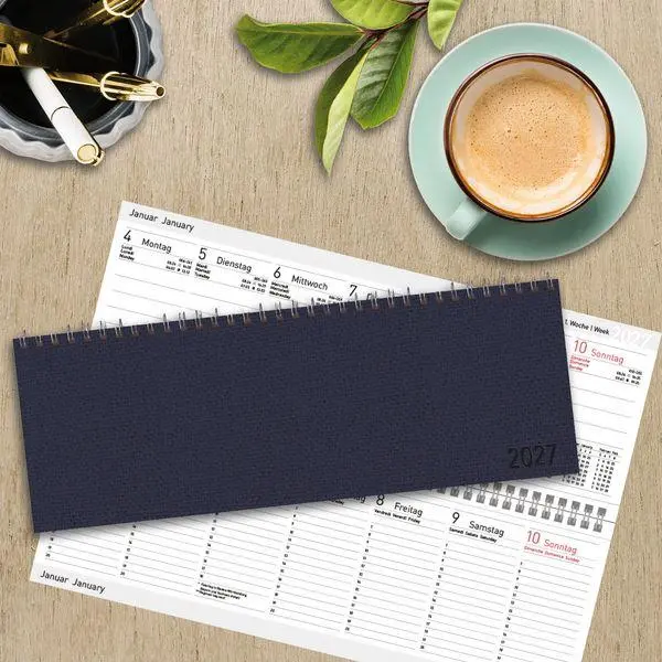 Bild: 9783819302664 | Tischkalender quer Professional Premium 2027 dunkelblau | Verlag