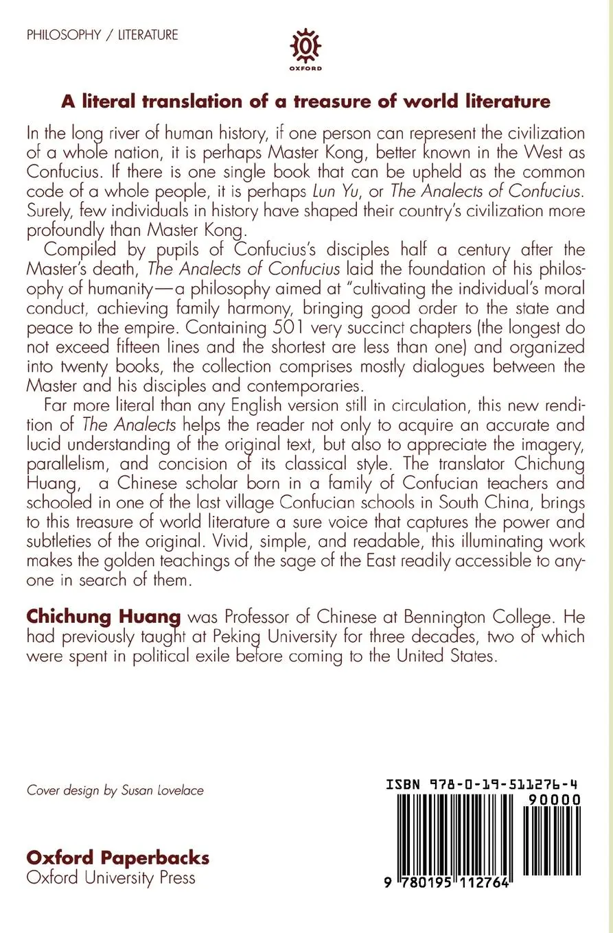 Rückseite: 9780195112764 | The Analects of Confucius (Lun Yu) | Confucius | Taschenbuch | 1997