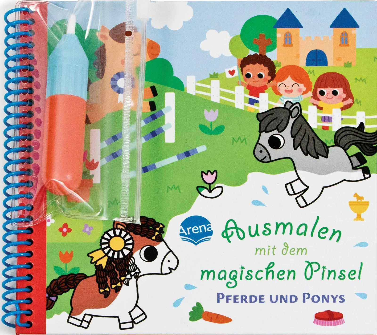Cover: 9783401722764 | Ausmalen mit dem magischen Pinsel. Pferde und Ponys | Rousseau | Buch
