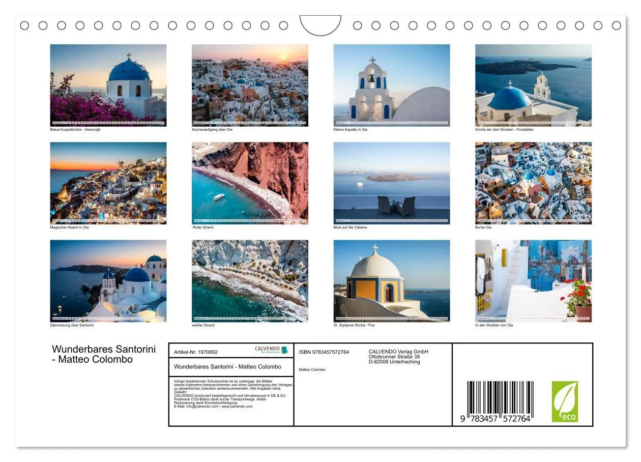 Bild: 9783457572764 | Wunderbares Santorini - Matteo Colombo (Wandkalender 2026 DIN A4...