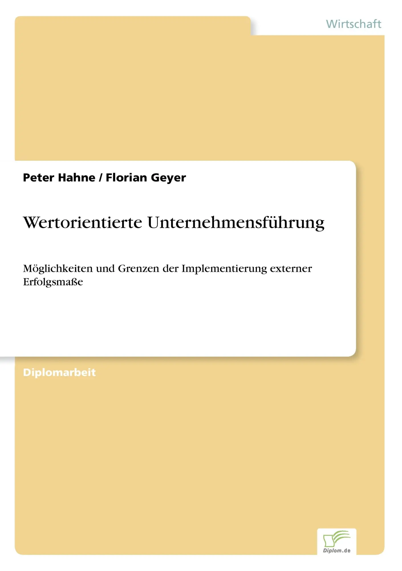 Cover: 9783838652764 | Wertorientierte Unternehmensführung | Peter Hahne (u. a.) | Buch