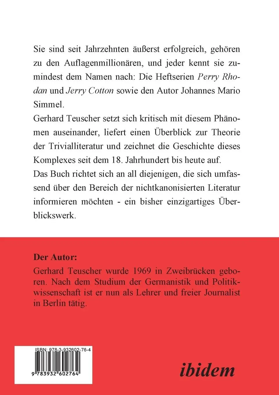 Rückseite: 9783932602764 | Perry Rhodan, Jerry Cotton und Johannes Mario Simmel | Teuscher | Buch