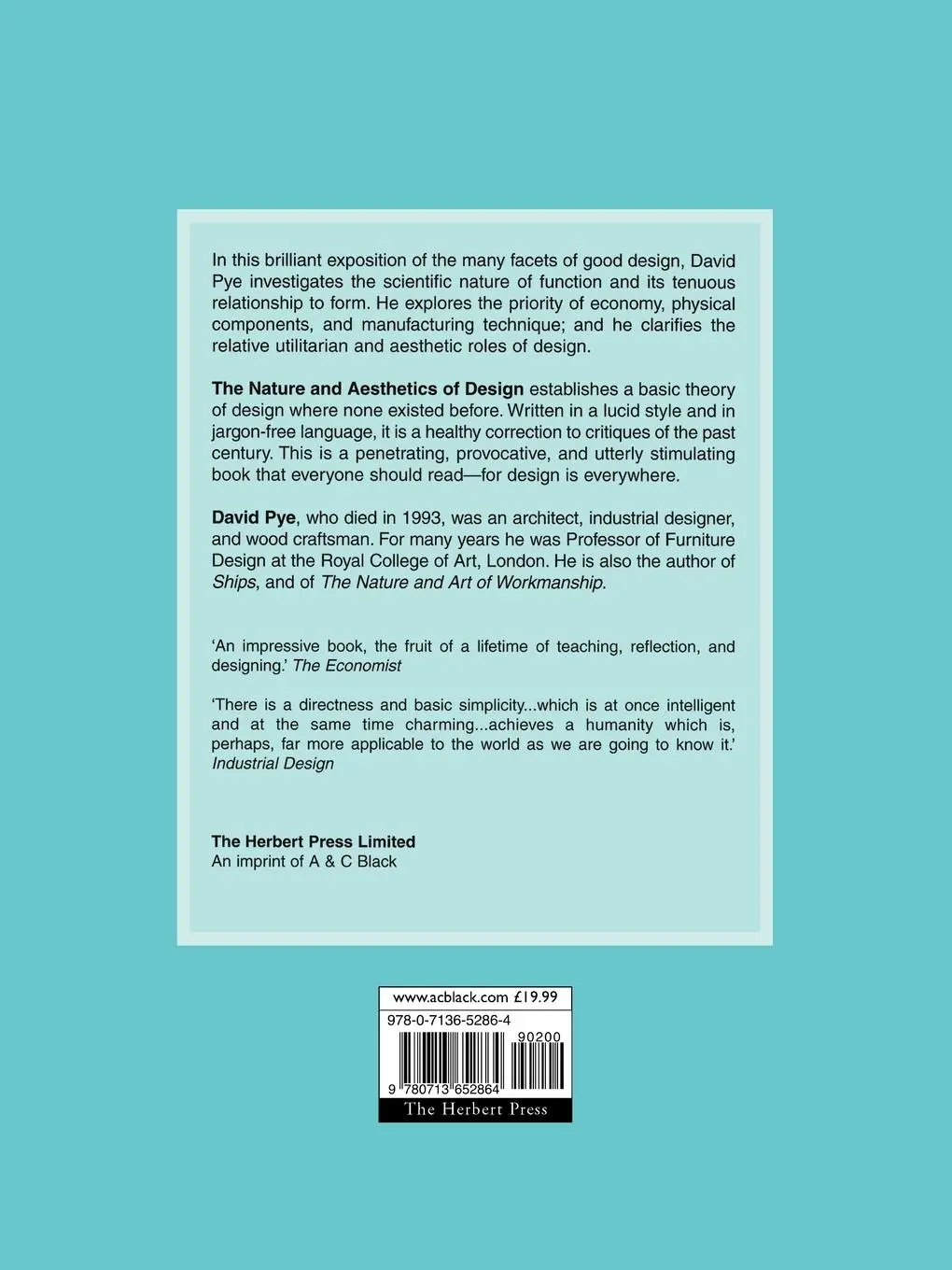 Rückseite: 9780713652864 | The Nature &amp; Aesthetics of Design | David Pye | Taschenbuch | Englisch