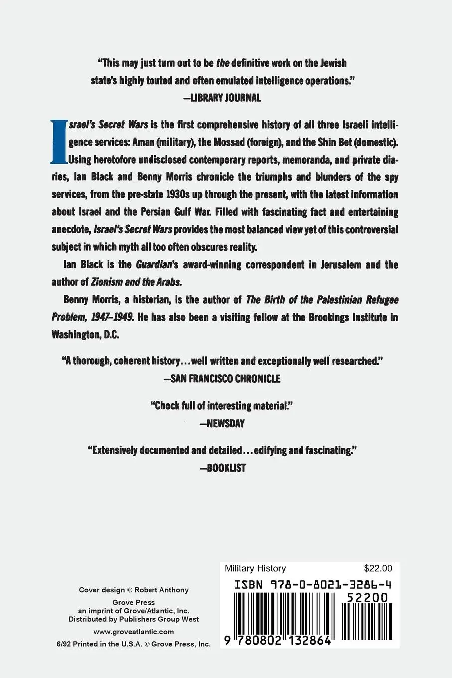 Rückseite: 9780802132864 | Israel's Secret Wars | A History of Israel's Intelligence Services