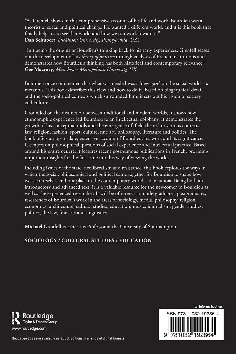 Rückseite: 9781032192864 | Bourdieu's Metanoia | Seeing the Social World Anew | Michael Grenfell