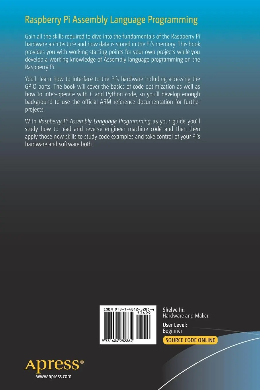 Rückseite: 9781484252864 | Raspberry Pi Assembly Language Programming | ARM Processor Coding