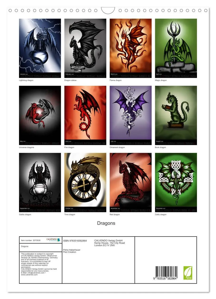 Bild: 9783516582864 | Dragons (Wall Calendar 2026 DIN A3 portrait), CALVENDO 12 Month...