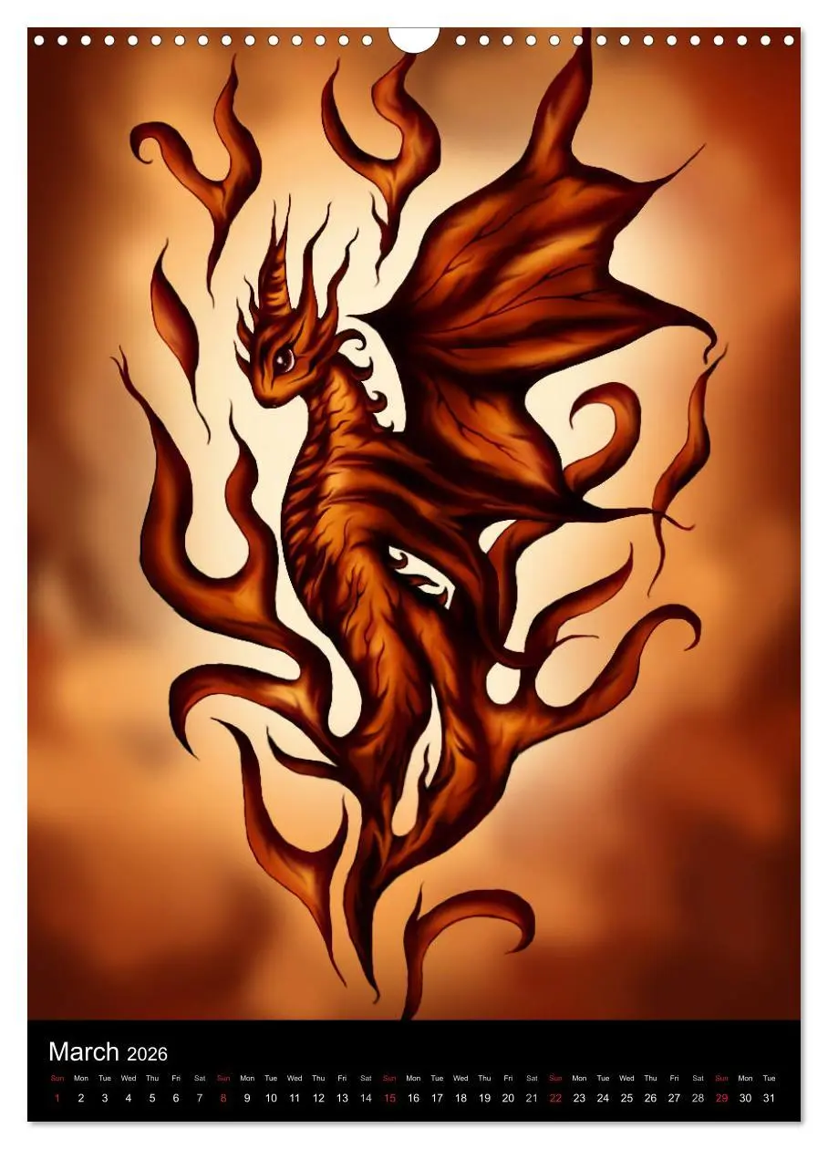 Bild: 9783516582864 | Dragons (Wall Calendar 2026 DIN A3 portrait), CALVENDO 12 Month...