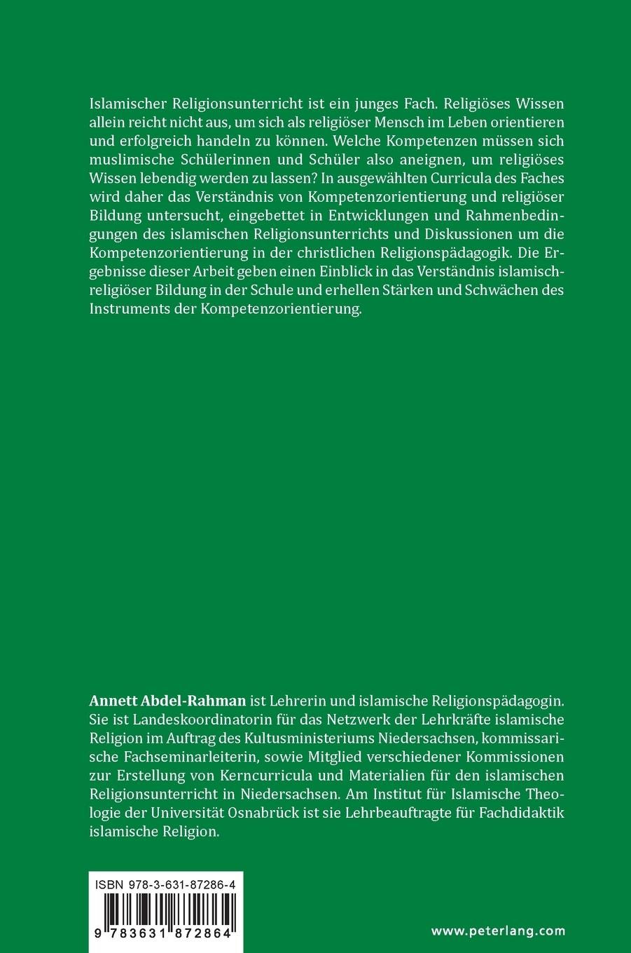 Rückseite: 9783631872864 | Kompetenzorientierung im islamischen Religionsunterricht | Buch | 2022