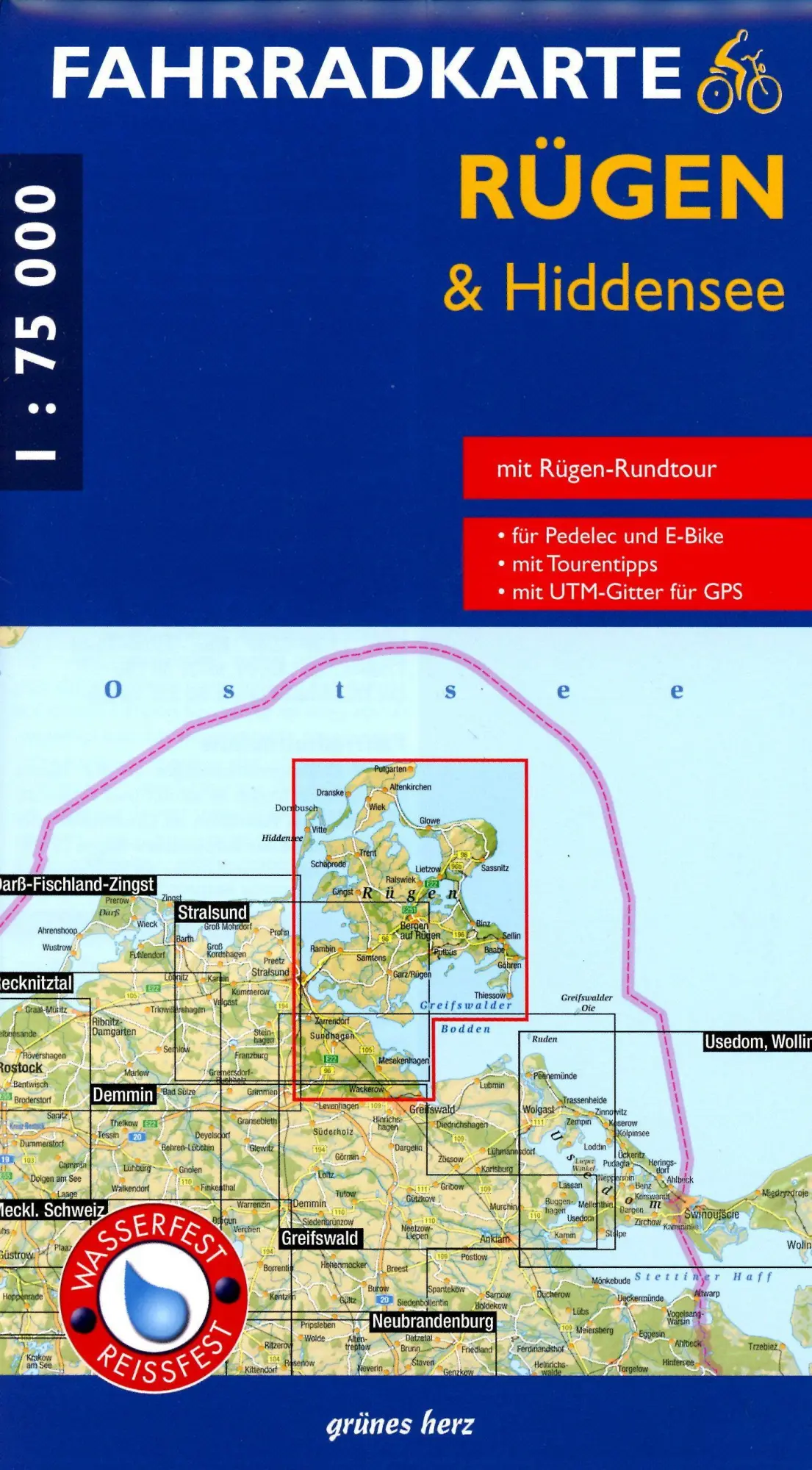 Cover: 9783866362864 | Fahrradkarte Rügen &amp; Hiddensee | (Land-)Karte | Karte (gefaltet) - GFZ