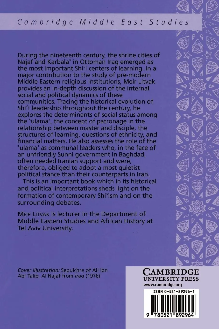 Rückseite: 9780521892964 | Shi'i Scholars of Nineteenth-Century Iraq | Meir Litvak | Taschenbuch