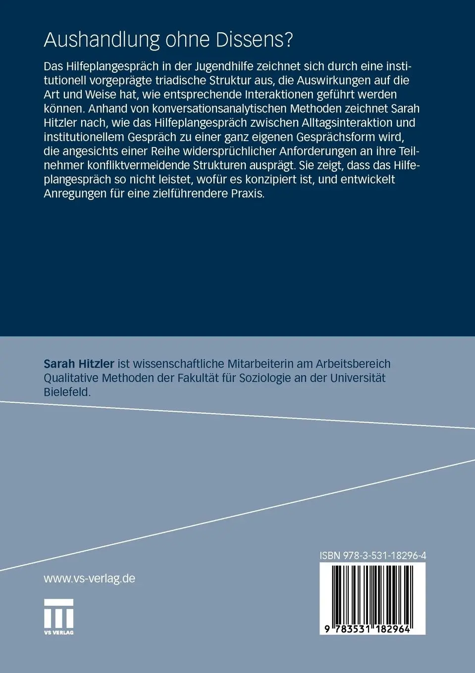 Rückseite: 9783531182964 | Aushandlung ohne Dissens? | Sarah Hitzler | Taschenbuch | 302 S.