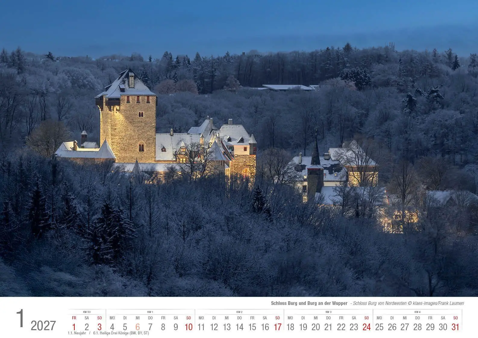 Bild: 9783965352964 | Schloss Burg und Burg an der Wupper 2027 Bildkalender A3 quer,...