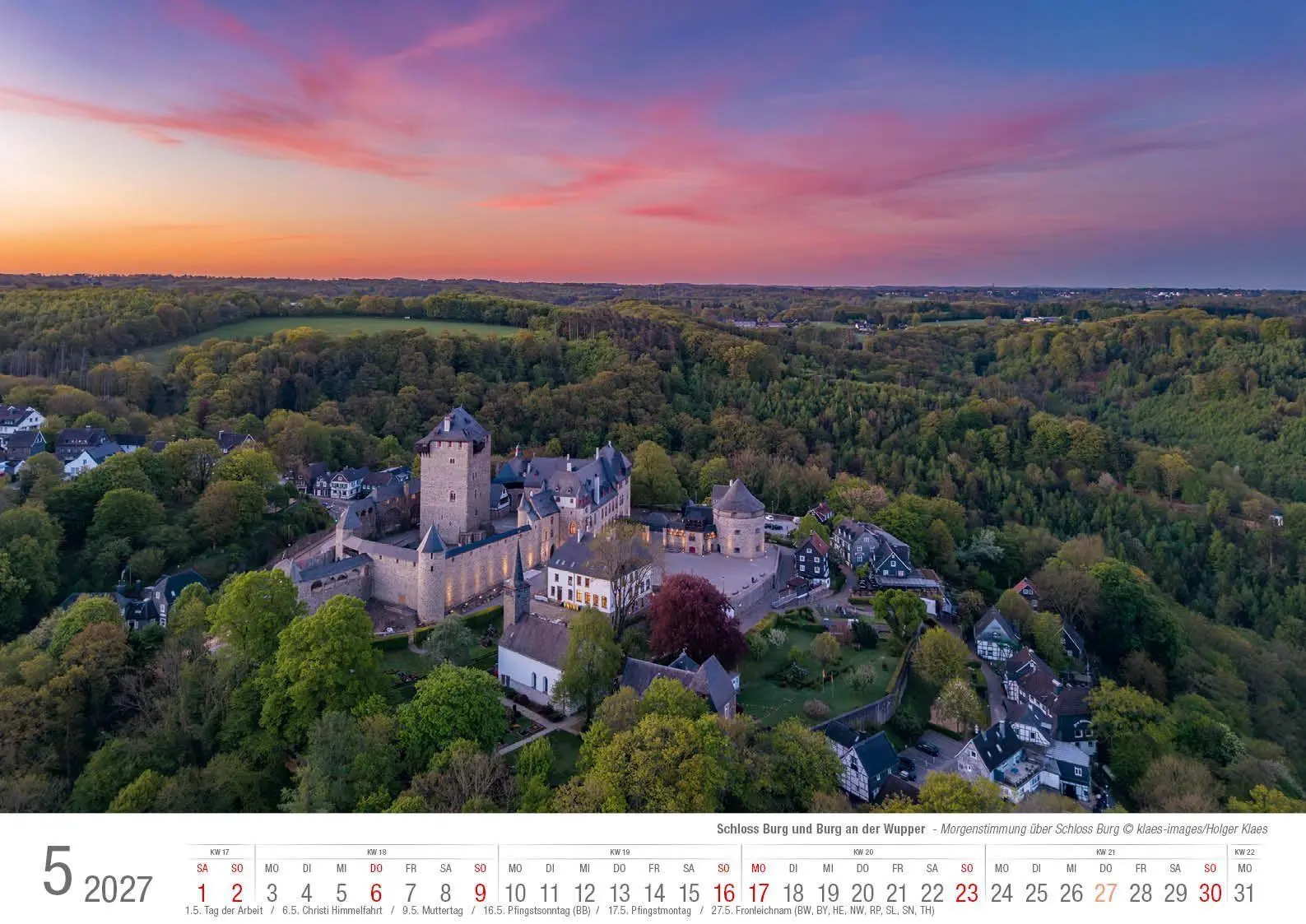 Bild: 9783965352964 | Schloss Burg und Burg an der Wupper 2027 Bildkalender A3 quer,...