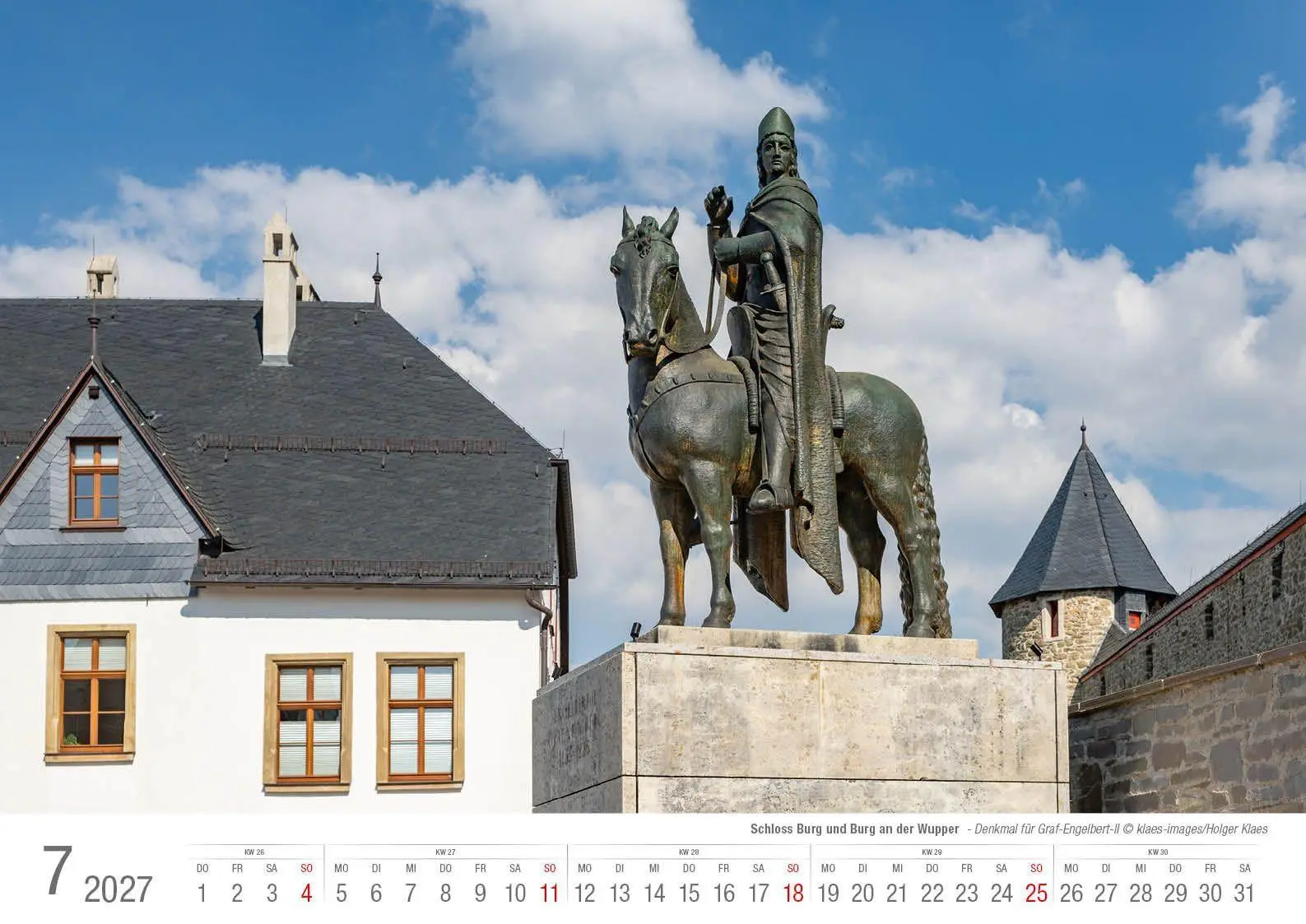 Bild: 9783965352964 | Schloss Burg und Burg an der Wupper 2027 Bildkalender A3 quer,...