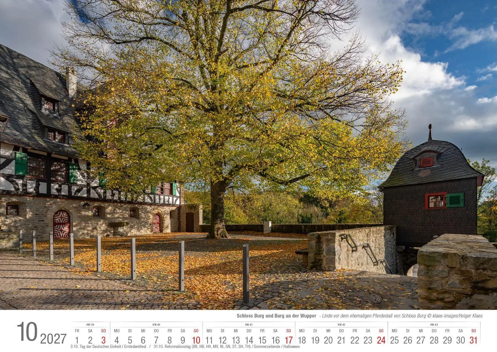 Bild: 9783965352964 | Schloss Burg und Burg an der Wupper 2027 Bildkalender A3 quer,...