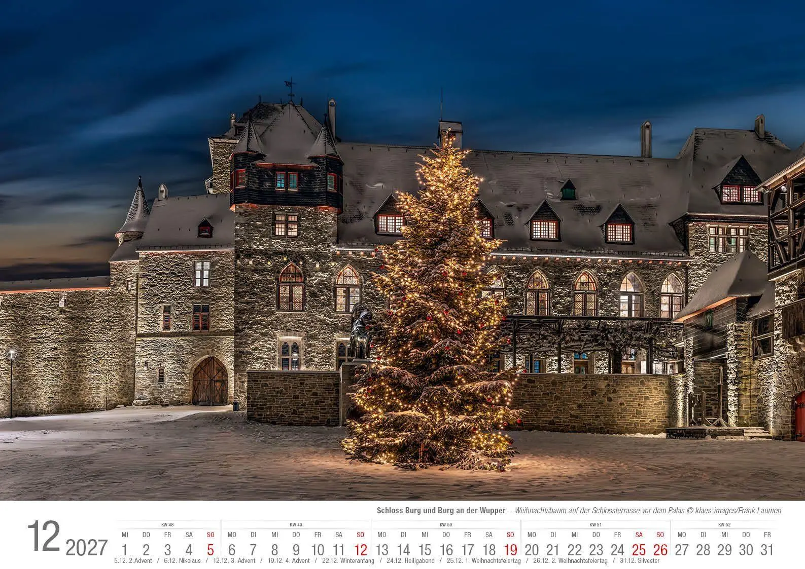 Bild: 9783965352964 | Schloss Burg und Burg an der Wupper 2027 Bildkalender A3 quer,...