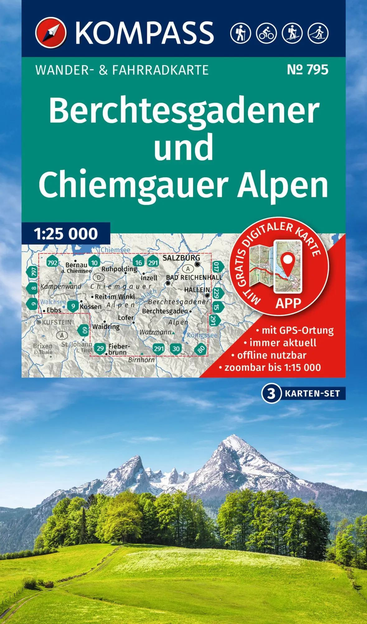 Cover: 9783991542964 | KOMPASS Wanderkarten-Set 795 Berchtesgadener und Chiemgauer Alpen...