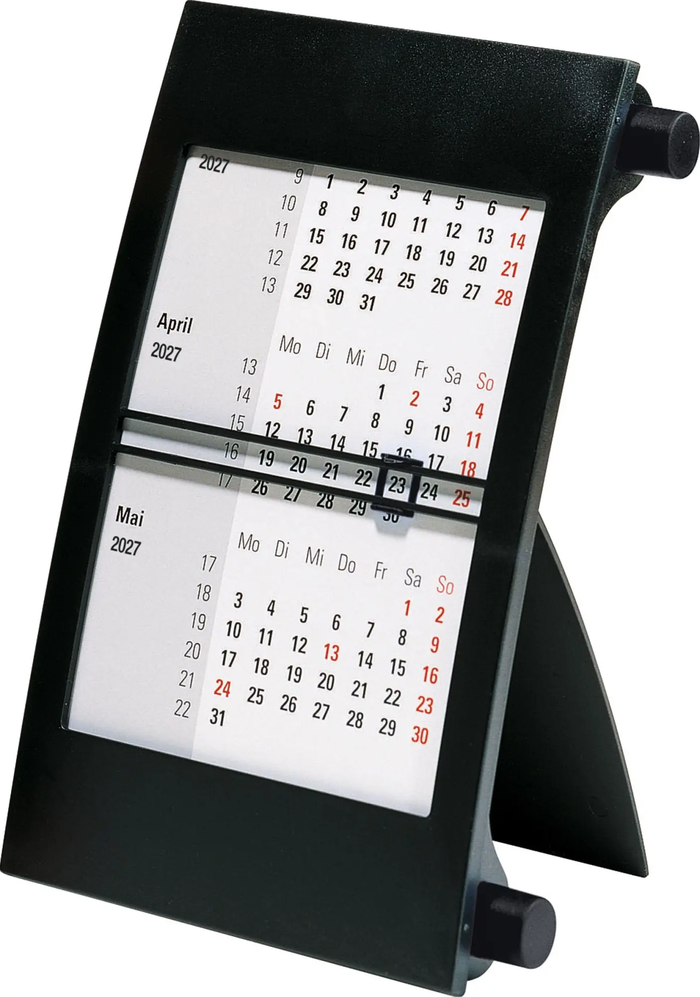 rido/idé 7038000907 3-Monats-Tischkalender 2027 90×120 mm, schwarz