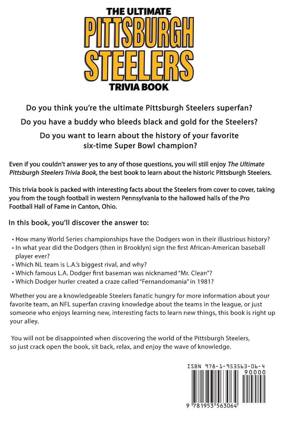 Rückseite: 9781953563064 | The Ultimate Pittsburgh Steelers Trivia Book | Ray Walker | Buch
