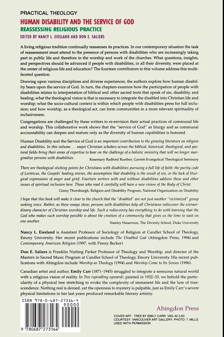 Rückseite: 9780687273164 | Human Disability and the Service of God | Nancy L. Eiesland (u. a.)