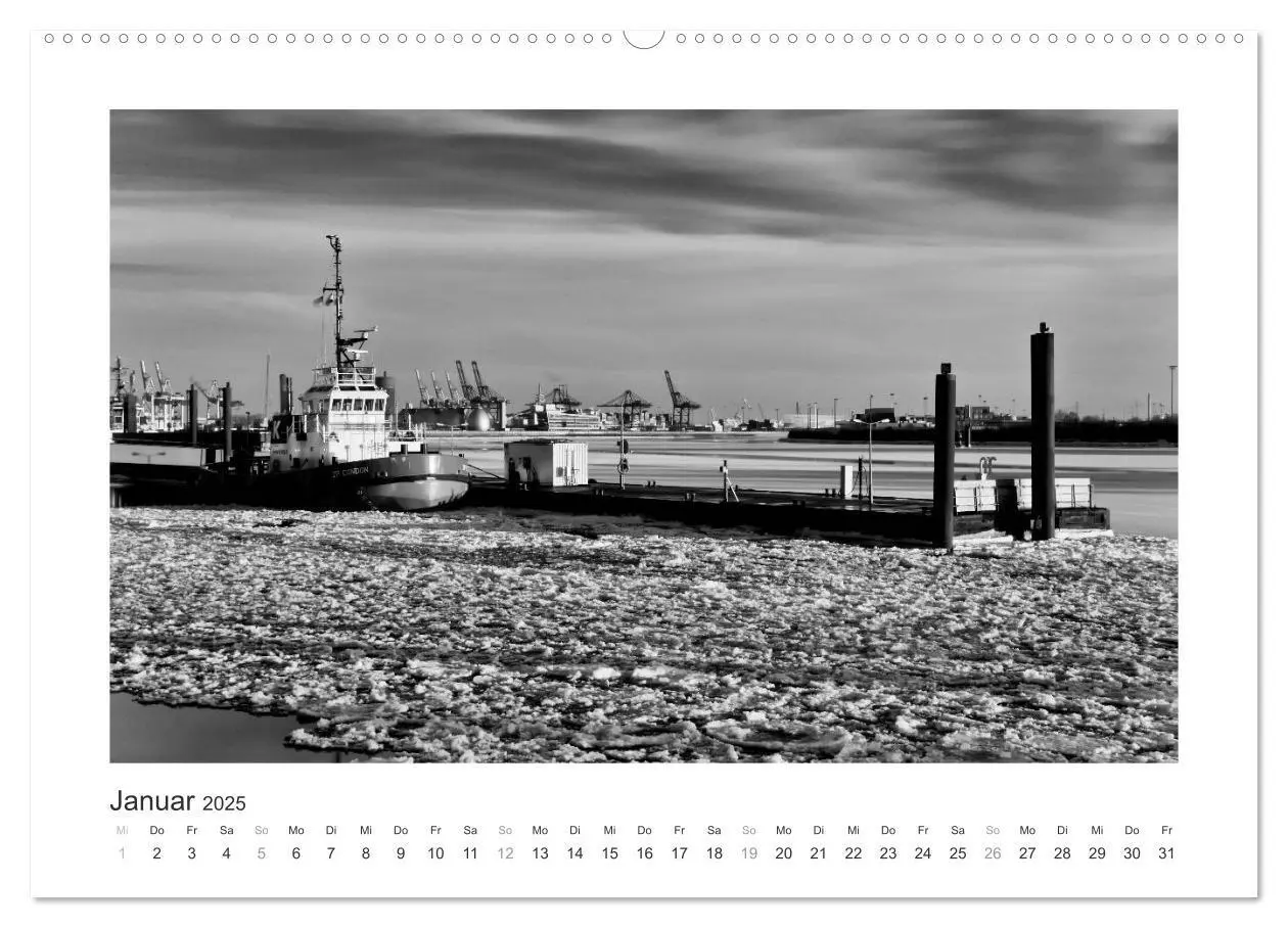 Bild: 9783435653164 | Hamburg in schwarz-weiss (Wandkalender 2025 DIN A2 quer), CALVENDO...