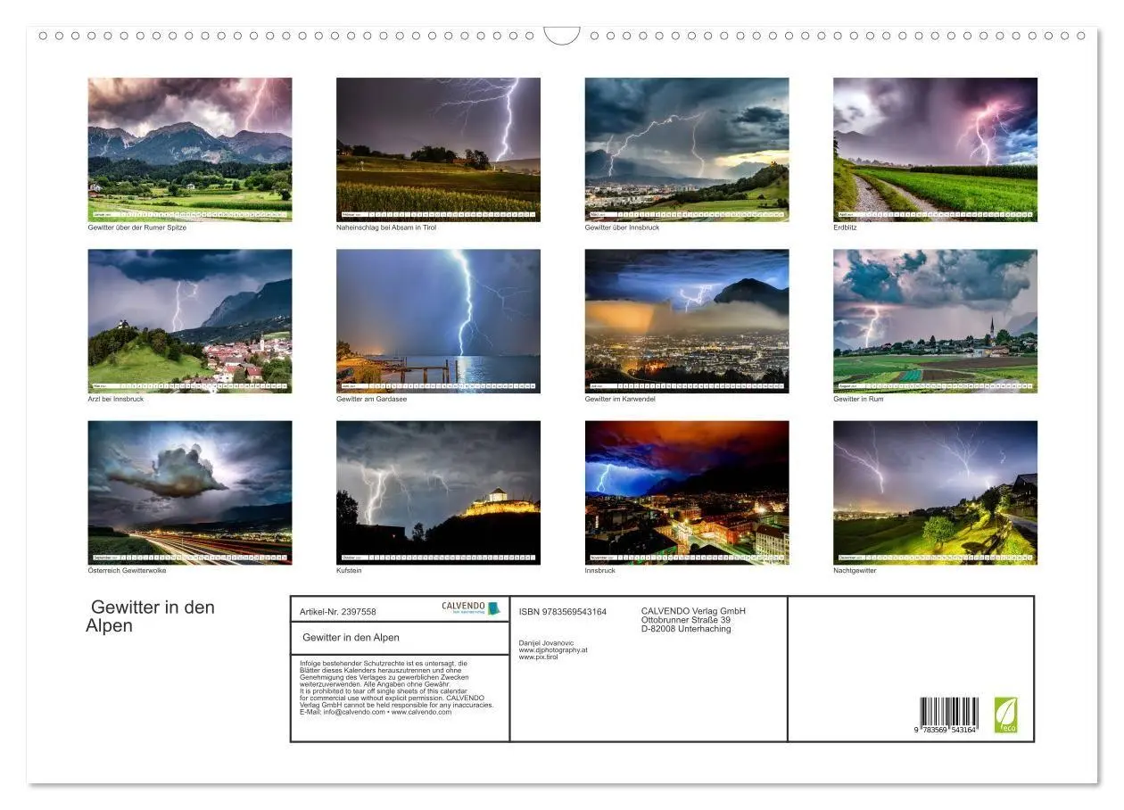 Bild: 9783569543164 | Gewitter in den Alpen (Wandkalender 2027 DIN A2 quer), CALVENDO...