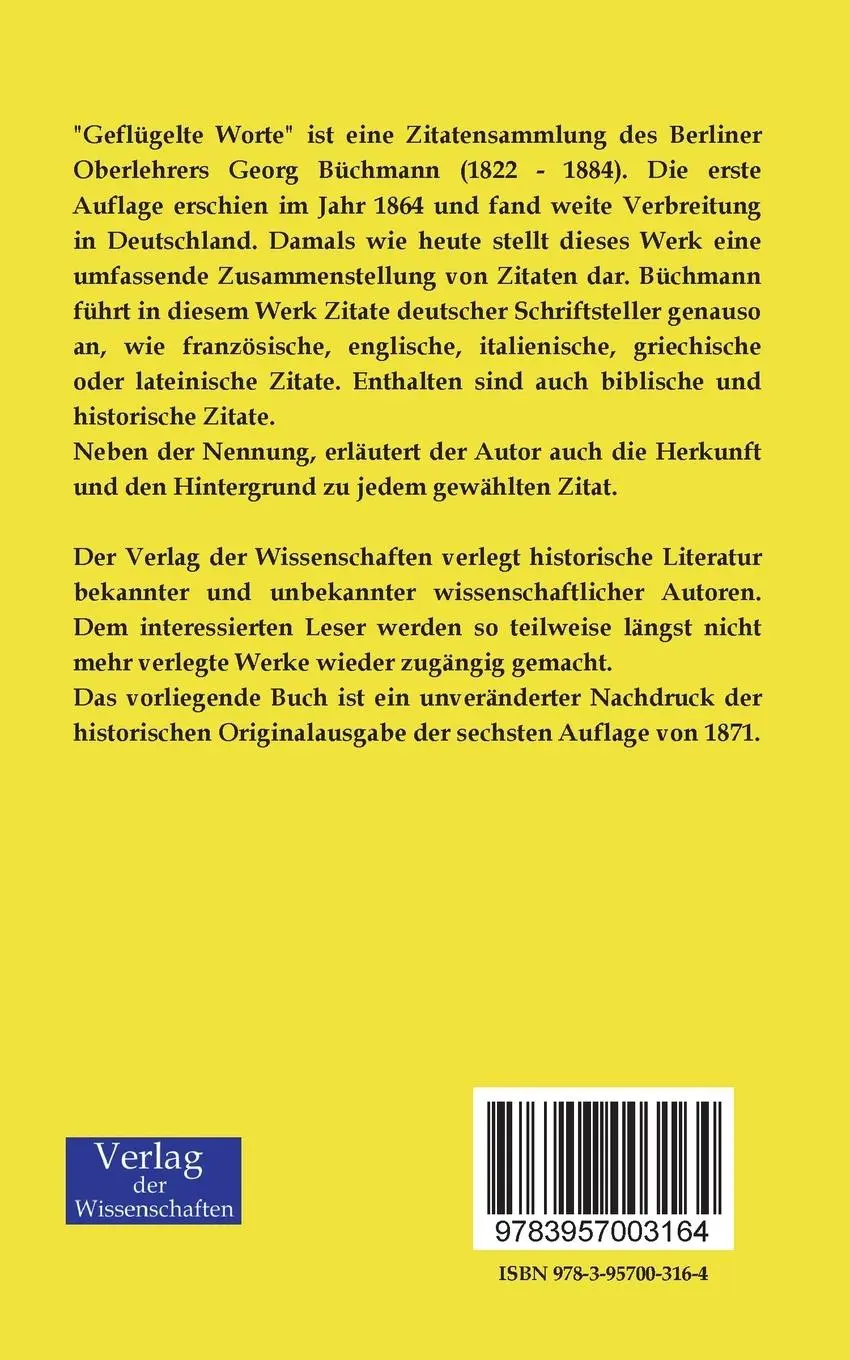 Rückseite: 9783957003164 | Geflügelte Worte | Der Zitatenschatz des Deutschen Volks | Büchmann