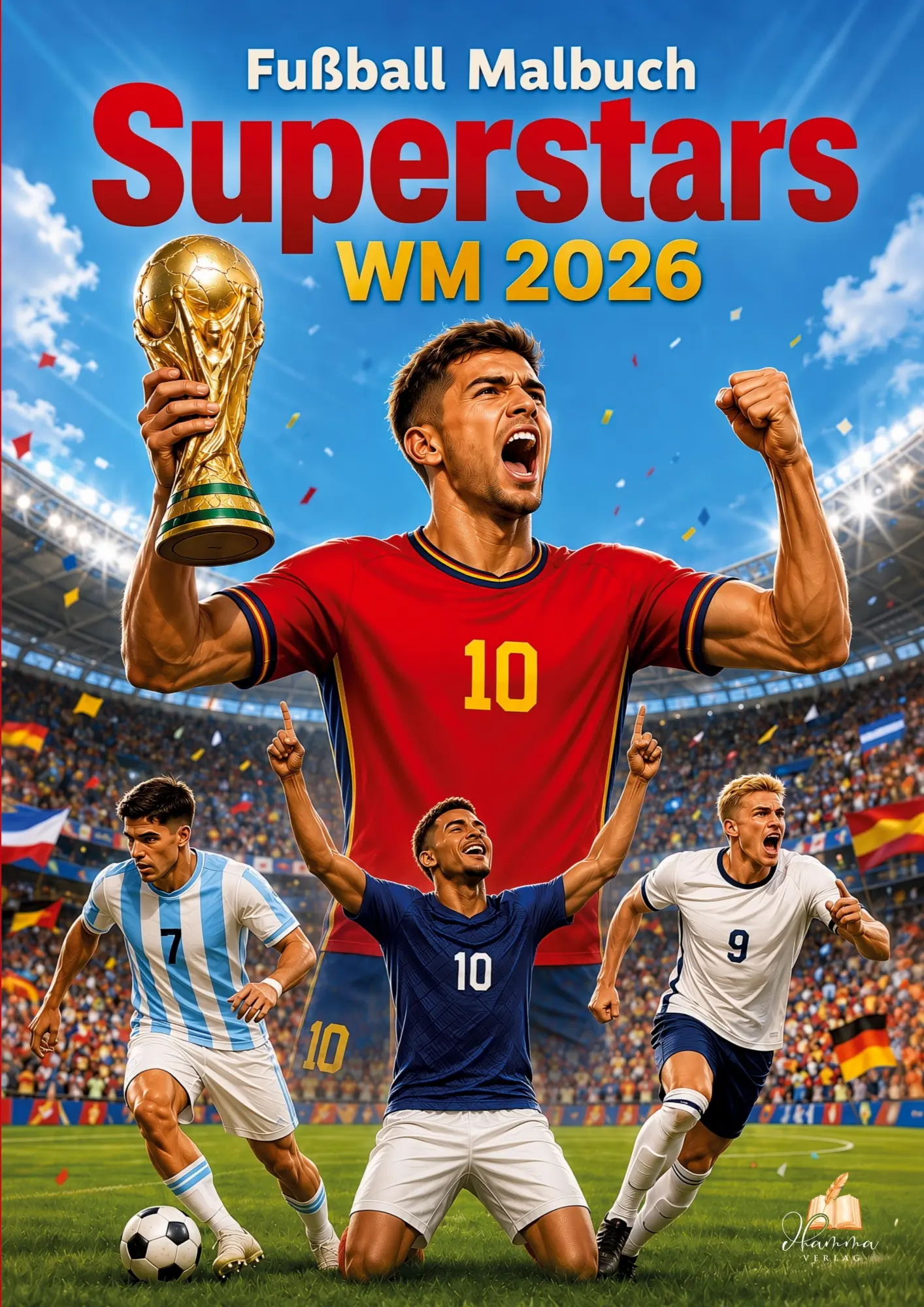 Cover: 9783986573164 | WM 2026 Superstars Fußball Malbuch für Kinder ab 8 Jahren mit 50...