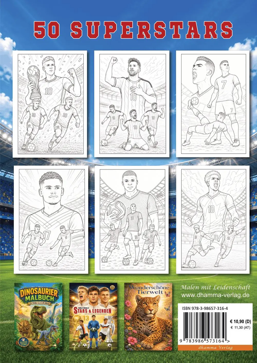 Autor: 9783986573164 | WM 2026 Superstars Fußball Malbuch für Kinder ab 8 Jahren mit 50...
