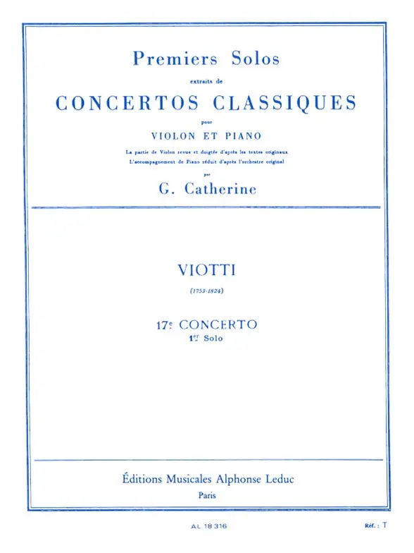 Cover: 9790046183164 | Premiers Solos Concertos Classiques | Concerto no. 17 (Viotti)