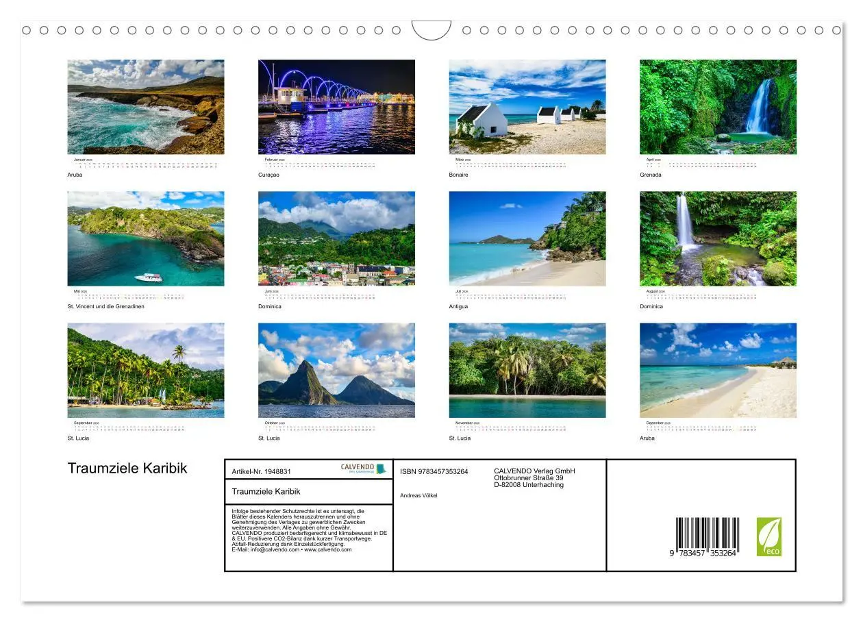 Bild: 9783457353264 | Traumziele Karibik (Wandkalender 2026 DIN A3 quer), CALVENDO...