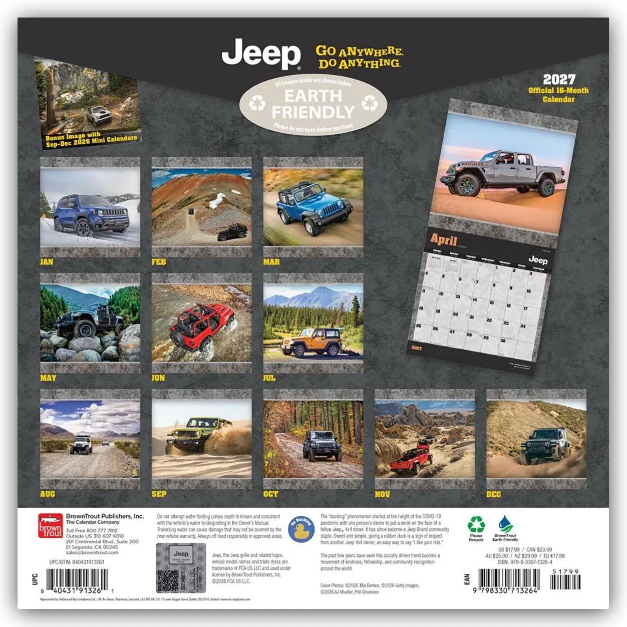 Rückseite: 9798330713264 | Jeep 2027 - 16-Monatskalender | Browntrout Publishers | Kalender